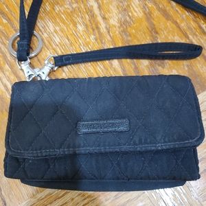 Vera Bradley Black Wristlet Wallet w/Lanyard